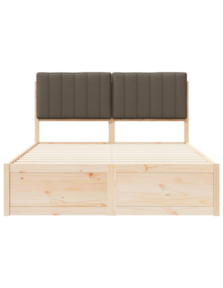 Letto con Testiera Rivestita Talpa 140 x 190 cm Pino massello