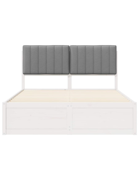 Letto con Testiera Rivestita Grigio chiaro 140 x 190 cm