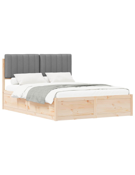 Letto con Testiera Rivestita Grigio chiaro 135 x 190 cm