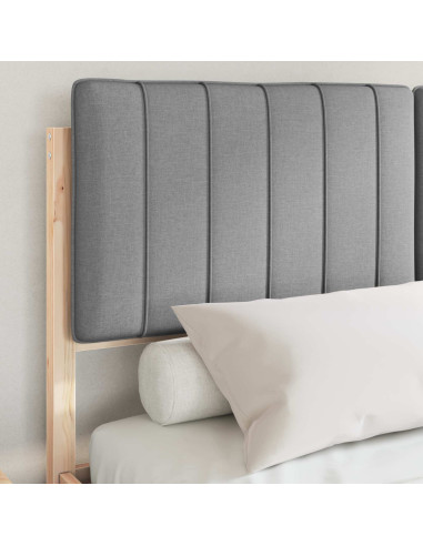 Letto con Testiera Rivestita Grigio chiaro 135 x 190 cm