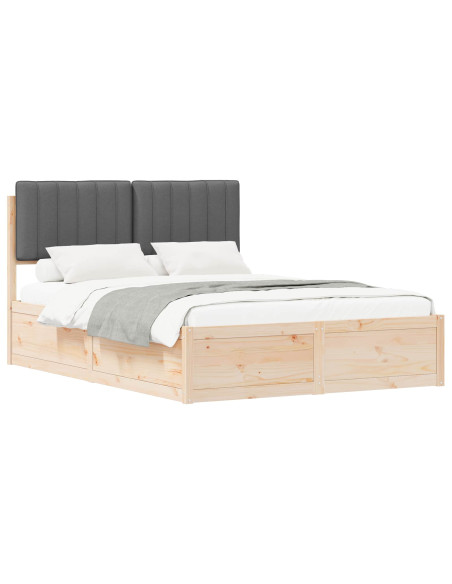 Letto con Testiera Rivestita Grigio scuro 135 x 190 cm