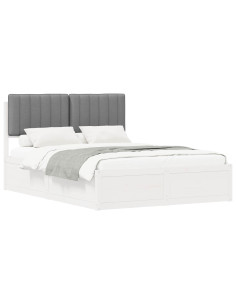 Letto con Testiera Rivestita Grigio chiaro 135 x 190 cm 2