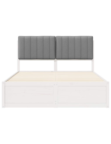 Letto con Testiera Rivestita Grigio chiaro 135 x 190 cm