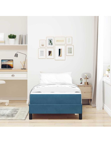 Letto a molle con materasso Blu Scuro 80 x 210 cm Tessuto