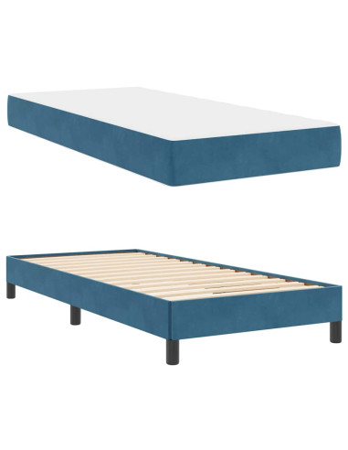 Letto a molle con materasso Blu Scuro 80 x 210 cm Tessuto