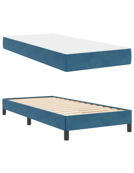 Letto a molle con materasso Blu Scuro 80 x 210 cm Tessuto