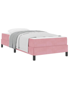 Letto a molle con materasso Rosa 90 x 210 cm Tessuto 2