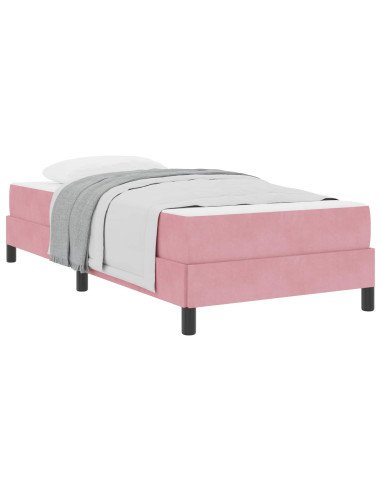 Letto a molle con materasso Rosa 90 x 210 cm Tessuto