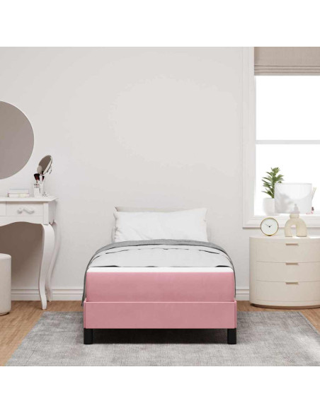 Letto a molle con materasso Rosa 90 x 210 cm Tessuto