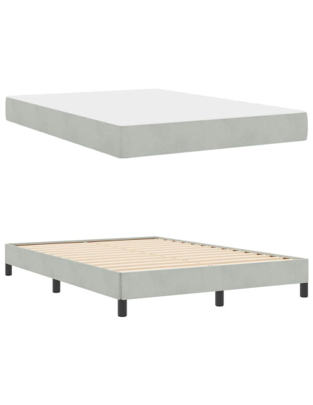 Letto a molle con materasso Grigio chiaro 160 x 210 cm Tessuto