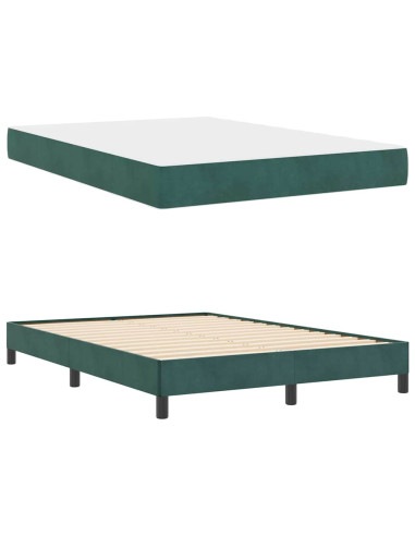 Letto a molle con materasso Verde Scuro 160 x 210 cm Tessuto