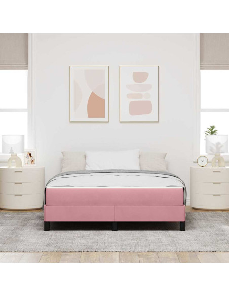Letto a molle con materasso Rosa 160 x 210 cm Tessuto