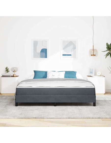 Letto a molle con materasso Grigio scuro 180 x 210 cm Tessuto
