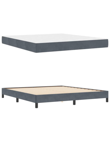 Letto a molle con materasso Grigio scuro 180 x 210 cm Tessuto