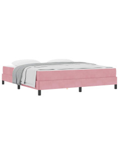 Letto a molle con materasso Rosa 180 x 210 cm Tessuto 2