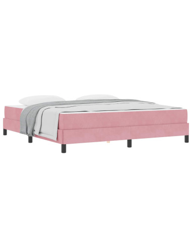 Letto a molle con materasso Rosa 180 x 210 cm Tessuto