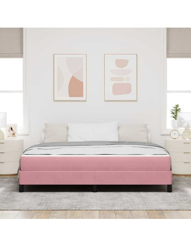 Letto a molle con materasso Rosa 180 x 210 cm Tessuto