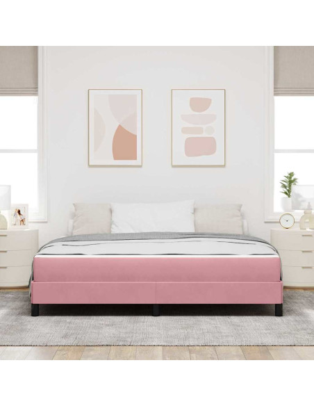 Letto a molle con materasso Rosa 180 x 210 cm Tessuto