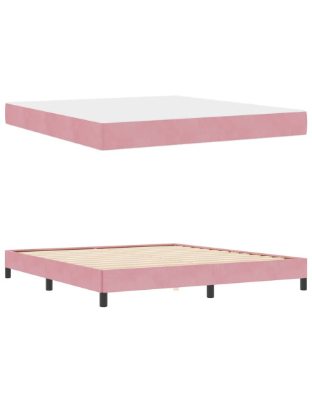 Letto a molle con materasso Rosa 180 x 210 cm Tessuto