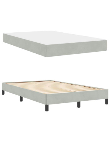 Letto a molle con materasso Grigio chiaro 120 x 220 cm Tessuto