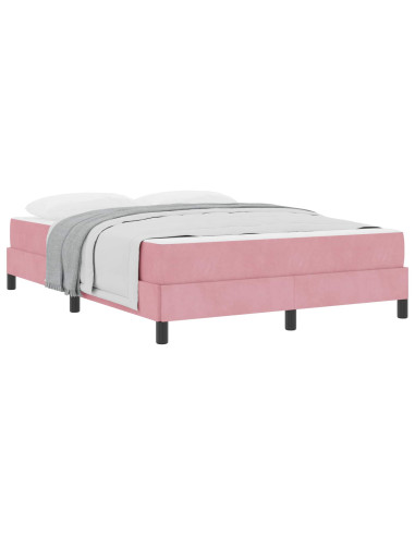 Letto a molle con materasso Rosa 160 x 220 cm Tessuto