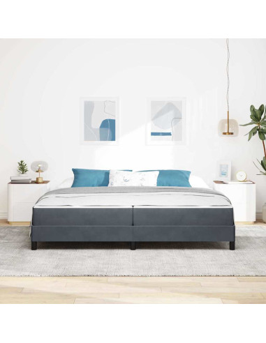 Letto a molle con materasso Grigio scuro 200 x 220 cm Tessuto