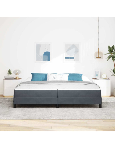 Letto a molle con materasso Grigio scuro 200 x 220 cm Tessuto