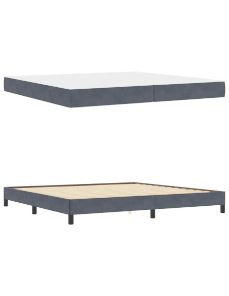 Letto a molle con materasso Grigio scuro 200 x 220 cm Tessuto