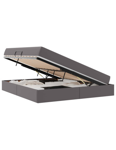 Letto con contenitore e materasso 2 pcs Grigio Pelle