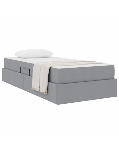 Letto con contenitore e materasso Grigio chiaro 100 x 200 cm