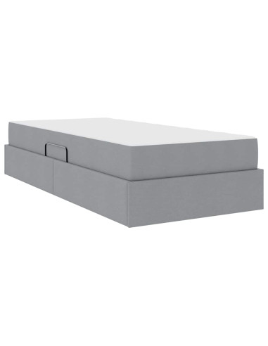 Letto con contenitore e materasso Grigio chiaro 100 x 200 cm