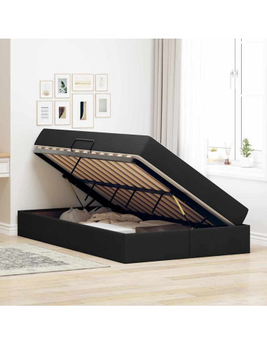 Letto con contenitore e materasso Nero 120 x 200 cm Poliestere