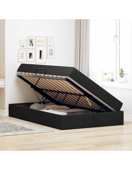 Letto con contenitore e materasso Nero 120 x 200 cm Poliestere
