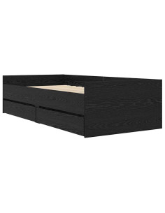 Struttura del letto Rovere Nero 100 x 200 cm Pino massello 2