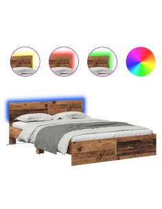 Struttura del letto con testiera Legno vecchio 135 x 190 cm 2