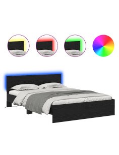 Struttura del letto Rovere Nero 135 x 190 cm Legno multistrato 2