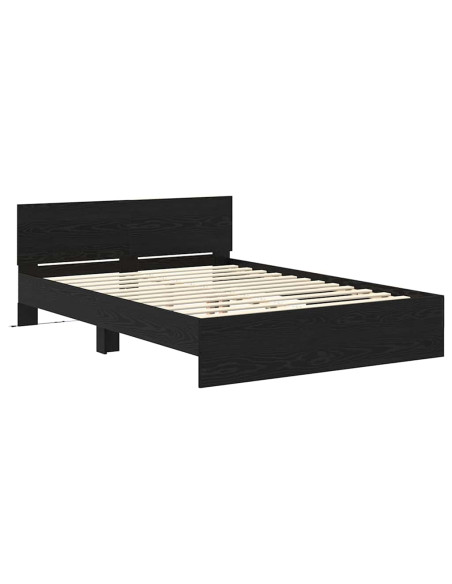 Struttura del letto Rovere Nero 135 x 190 cm Legno multistrato