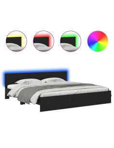 Struttura del letto Rovere Nero 180 x 200 cm Legno multistrato 2