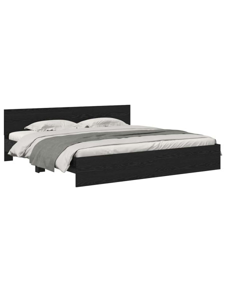 Struttura del letto Rovere Nero 180 x 200 cm Legno multistrato
