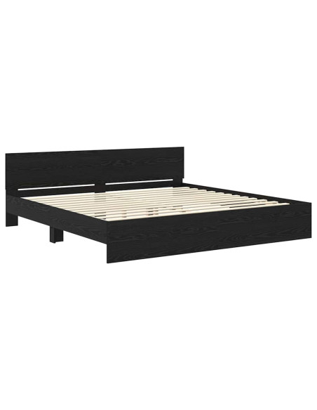 Struttura del letto Rovere Nero 180 x 200 cm Legno multistrato