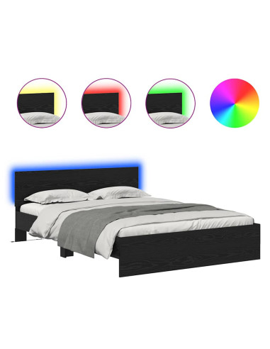 Struttura del letto Rovere Nero 140 x 200 cm Legno multistrato