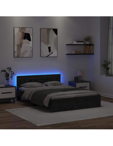 Struttura del letto Rovere Nero 140 x 200 cm Legno multistrato