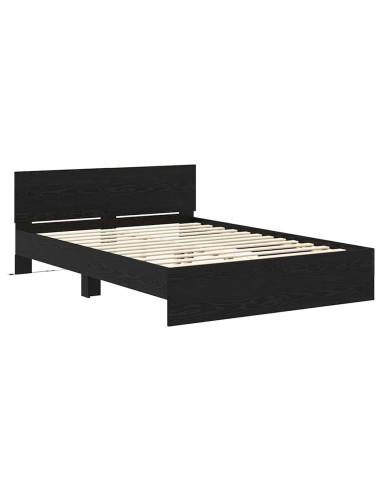 Struttura del letto Rovere Nero 140 x 200 cm Legno multistrato