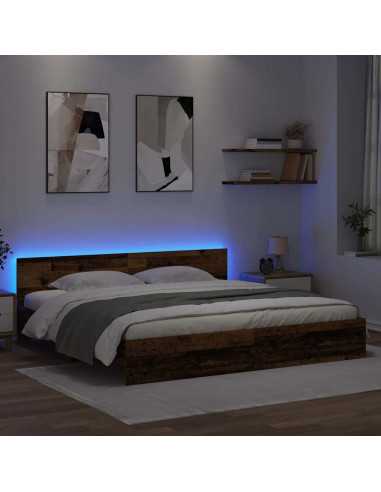 Struttura del letto con testiera Legno vecchio 200 x 200 cm