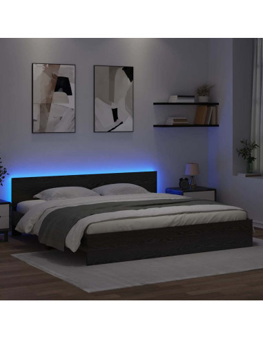 Struttura del letto Rovere Nero 200 x 200 cm Legno multistrato