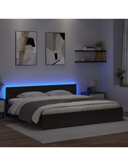 Struttura del letto Rovere Nero 200 x 200 cm Legno multistrato
