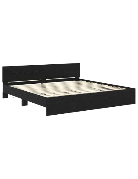 Struttura del letto Rovere Nero 200 x 200 cm Legno multistrato