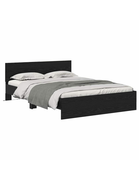 Struttura del letto Rovere Nero 150 x 200 cm Legno multistrato