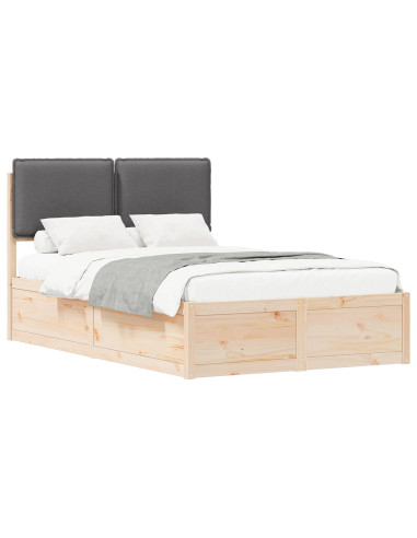Letto con Testiera Rivestita Grigio scuro 120 x 200 cm