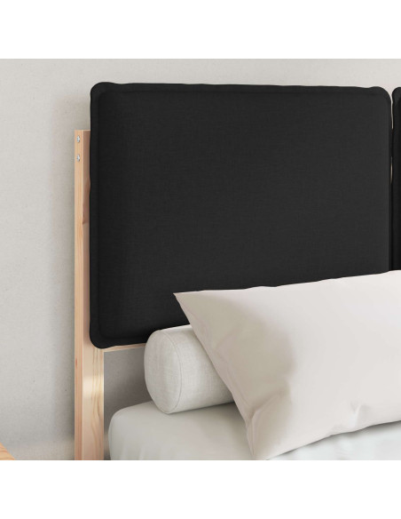 Letto con Testiera Rivestita Nero 120 x 200 cm Pino massello